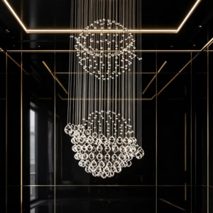 high ceiling long crystal pendant 6